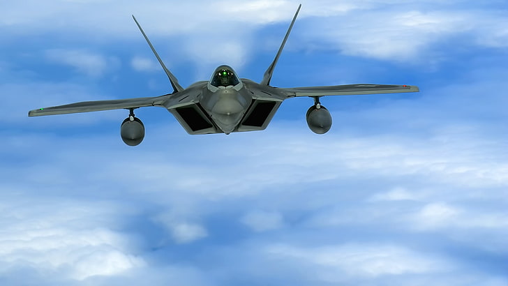 equipamento de metal preto e cinza, força aérea, F-22 Raptor, aeronaves, HD papel de parede