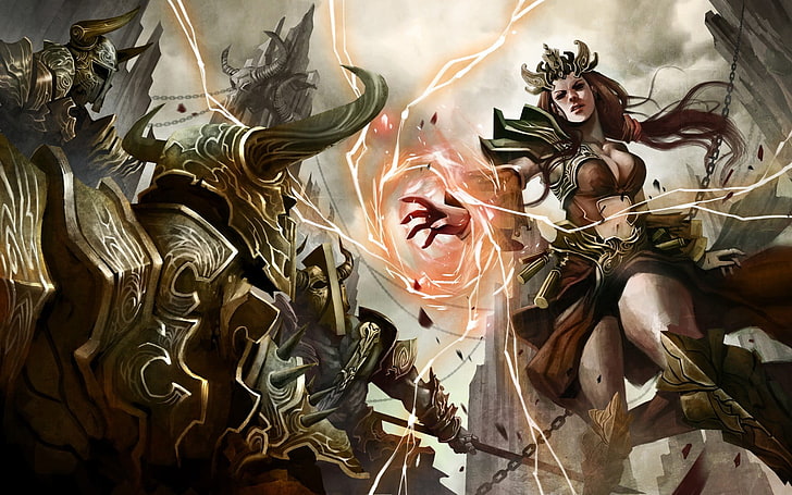 illustrazione del personaggio del gioco, Diablo, Diablo III, videogiochi, fantasy art, arte digitale, Sfondo HD