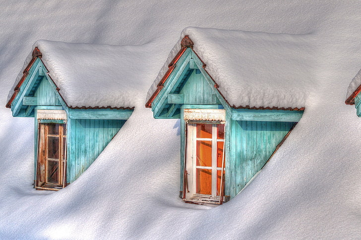 winter, snow, house, HD wallpaper