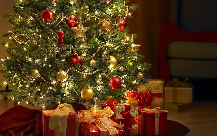Natale, addobbi natalizi, albero di Natale, Sfondo HD