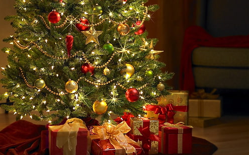 Natal, enfeites de natal, árvore de natal, HD papel de parede HD wallpaper