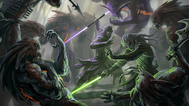 Grey Jedi von der Star Wars-Illustration, Star Wars, Science Fiction, Jedi, HD-Hintergrundbild