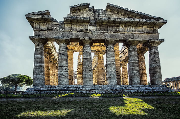 Italien, Paestum, Tempel des Apollo, Italien, Spalten, Ruinen, Paestum, Tempel des Apollo, HD-Hintergrundbild
