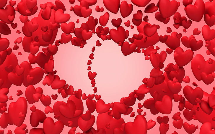 valentines day, hearts backgrounds, lots, fly, love, HD wallpaper