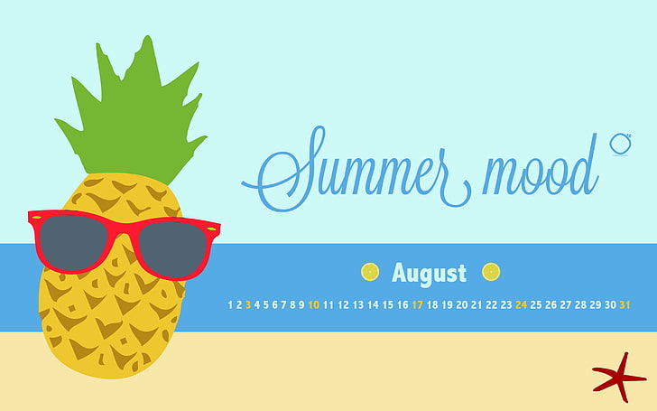 Лето Настроение-август 2014 календарь обои, HD обои
