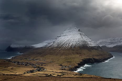 montaña, pirámide, islas Feroe, Fondo de pantalla HD HD wallpaper