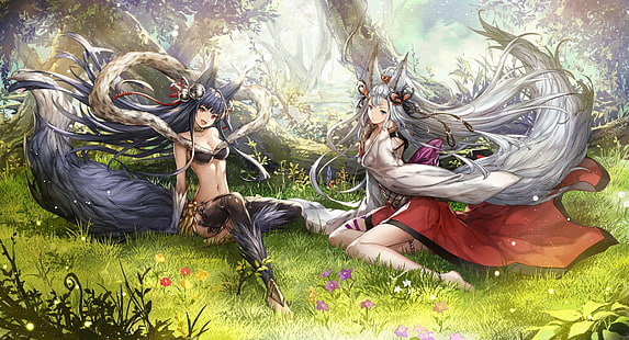 Tierohren, Granblue Fantasy, Socie (Granblue Fantasy), Yuel (Granblue Fantasy), Kitsunemimi, Fantasy Art, HD-Hintergrundbild HD wallpaper