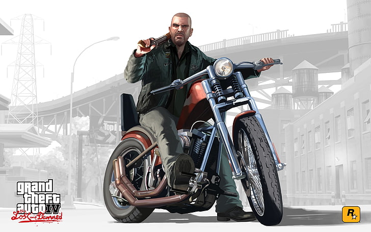 Grand Theft Auto IV illustration, johnny, biker, gta 4 lost and damned, johnny klebitz, motorbike, HD wallpaper
