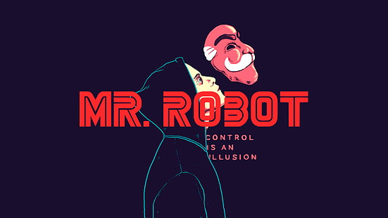 Cartel de Mr. Robot, Elliot (Mr. Robot), Mr. Robot, ilustraciones, fondo simple, Henrique Petrus, Fondo de pantalla HD HD wallpaper
