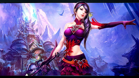 Mädchen mit Waffe, RPG-Spiel der weiblichen Figur, Mädchen, Schönheit, Anime, Waffe, 3d und Zusammenfassung, HD-Hintergrundbild HD wallpaper