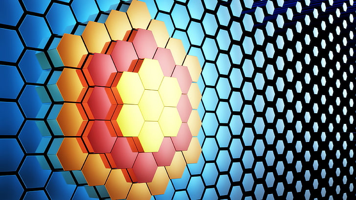 sarang lebah, 3d, pola, segi enam, abstraksi, mesh, seni abstrak, bersih, Wallpaper HD