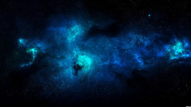 fondo de pantalla digital galaxia azul y negro, espacio, arte espacial, arte digital, Fondo de pantalla HD