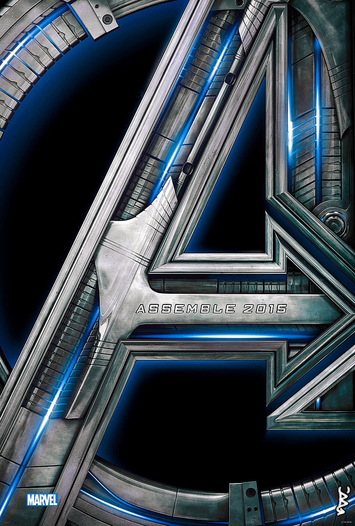 Marvel Avengers logo, Avengers: Age of Ultron, Marvel Comics, film, Marvel Cinematic Universe, Sfondo HD, sfondo telefono