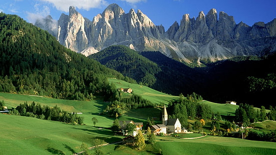 Alto Adige, Dolomiten, Funes, Italien, Maddalena, Odle, Puez, Santa, Sud Tirol, Val, HD-Hintergrundbild HD wallpaper