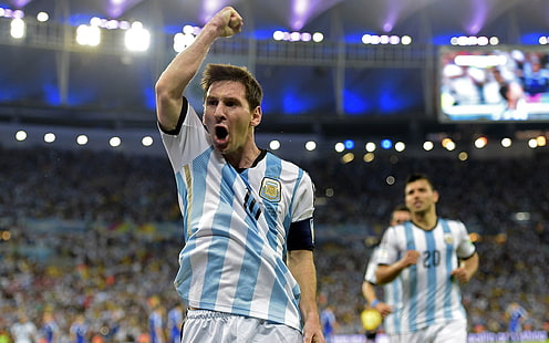 Lionel Messi-World Cup 2014 Final Argentina HD Wal .., maillot de foot homme rayé blanc et bleu, Fond d'écran HD HD wallpaper