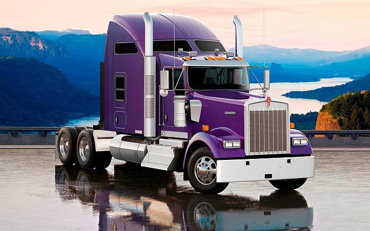 Kenworth, purple and silver kenworth freight truck, cars, 1920x1200, kenworth, HD wallpaper