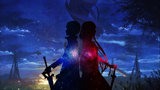 Sword Art Online, Asuna Yuuki, Kazuto Kirigaya, Kirito (Sword Art Online), Sfondo HD HD wallpaper