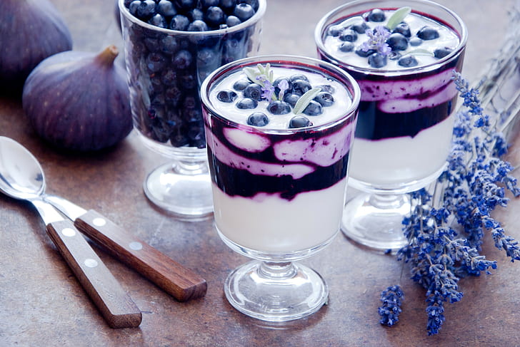 Drinks, Cocktails, Bilberry, 2 blueberry cake on a jars, photo, Drinks, Cocktails, Bilberry, Blueberry, Fig, Glass, Food, HD wallpaper