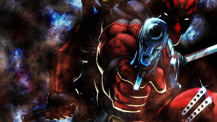 Deadpool, gun, artwork, HD wallpaper