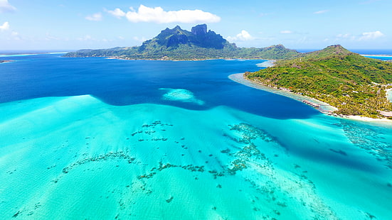 Bora-Bora, 4k, tapeta HD, Francja, Najlepsze plaże świata, ocean, morze, wyspa, Tapety HD HD wallpaper