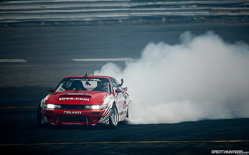Nissan Silvia Drift Smoke HD, röd lagerbil, bilar, nissan, rök, drift, silvia, HD tapet HD wallpaper