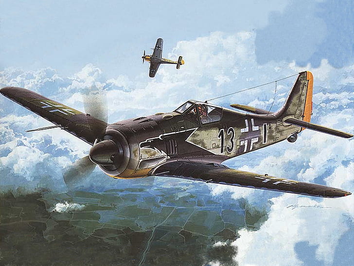 戦闘機フォッケフォッケウルフFW190航空機アンティークHDアート、戦闘機、ドイツ、ドイツ、ドイツ空軍、フォッケ、FW190、 HDデスクトップの壁紙