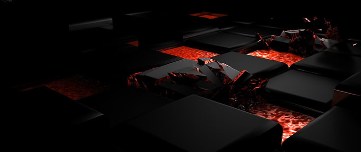 blok i czerwona tapeta cyfrowa, abstrakcyjna, 3D, Tapety HD HD wallpaper