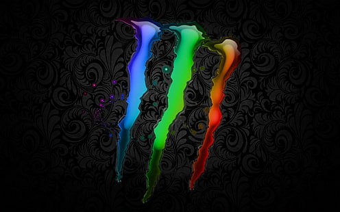 متعدد الألوان شعار Monster Energy ، المنتجات ، الوحش ، الشراب ، الطاقة، خلفية HD HD wallpaper