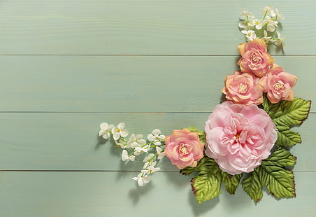 yaprakları, çiçekler, arka plan, tomurcukları, ahşap, HD masaüstü duvar kağıdı HD wallpaper
