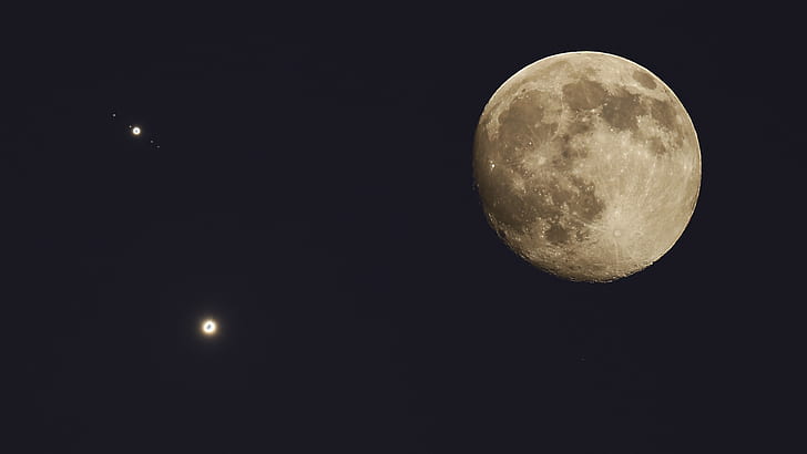 Jupiter, luar angkasa, Venus, Bulan, Wallpaper HD