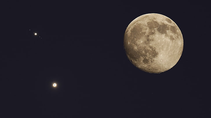 Венера, Юпитер, космос, Луна, HD тапет