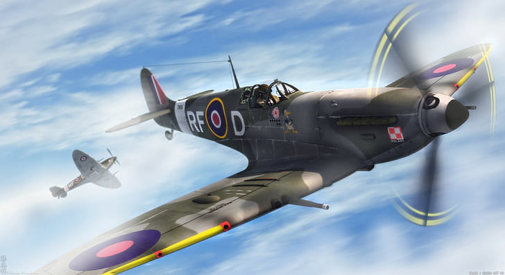 Втората световна война, военни, самолети, военни самолети, Обединеното кралство, самолет, spitfire, Supermarine Spitfire, Royal Airforce, HD тапет