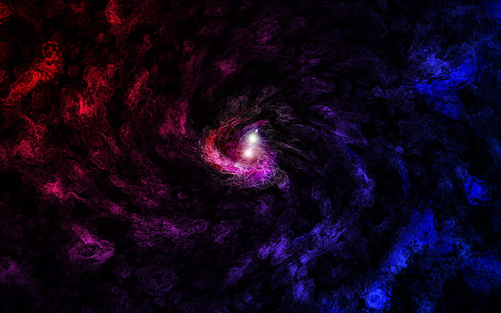 Deep Abstract HD, lukisan galaksi hitam biru dan pink, abstrak, 3d, mendalam, Wallpaper HD