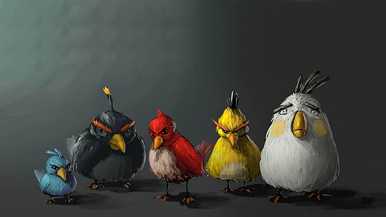Angry Birds karaktärmålning, Angry Birds, realistisk, målning, HD tapet HD wallpaper