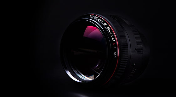 Canon 85mm 1.2L II, 검은 색 DSLR 카메라 렌즈, 컴퓨터, 하드웨어, HD 배경 화면 HD wallpaper