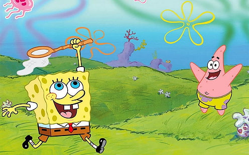 SpongeBob SquarePants y Patrick Star fondo de pantalla, dibujos animados, Bob l'éponge, Fondo de pantalla HD HD wallpaper