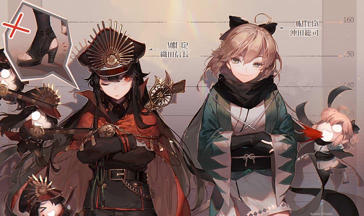 Fate/Grand Order, Oda Nobunaga, Souji Okita (Fate), 河CY, HD wallpaper