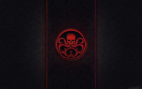 rund röd och svart bläckfisk skalle logotyp, Captain America, logotyp, hydra, HD tapet HD wallpaper
