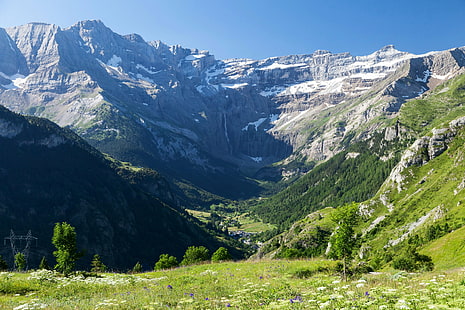 francja, gavarnie, trawa, midi-pireneje, góry, przyroda, krajobrazy, Tapety HD HD wallpaper