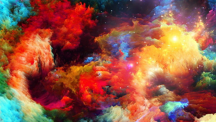 papel de parede multicolorido fumaça, colorido, arte espacial, nebulosa, espaço, obras de arte, HD papel de parede