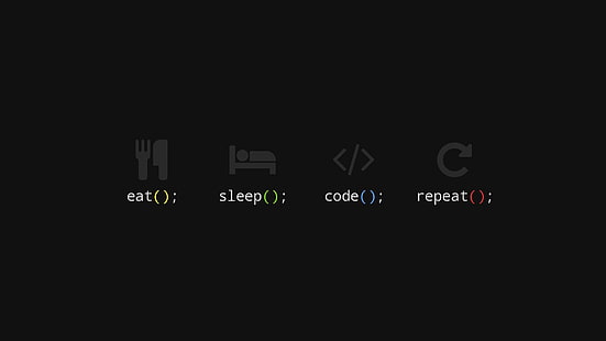 coma, durma, codifique e repita logotipos, coma código de sono Repita, programação, código, minimalismo, HD papel de parede HD wallpaper