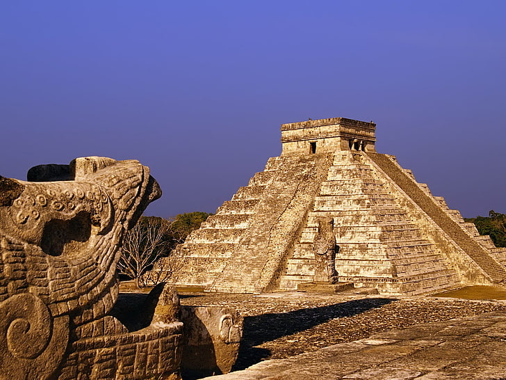 Kuil Kukulkan, Chili, piramida, batu, monumen, mesir, Wallpaper HD