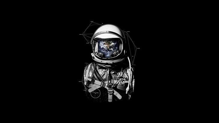 wallpaper astronot, pakaian antariksa, luar angkasa, latar belakang sederhana, jas, sederhana, Wallpaper HD