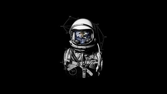 astronauta tapeta, skafander kosmiczny, przestrzeń, proste tło, garnitury, proste, Tapety HD HD wallpaper