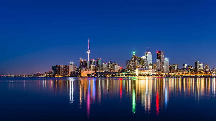 Toronto Skyline At Night Images fondos de pantalla de Android para su escritorio o teléfono 3840 × 2160, Fondo de pantalla HD