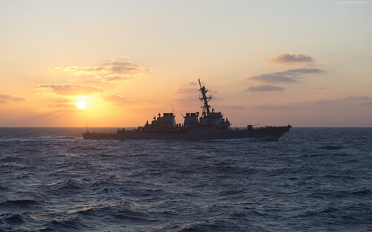 Arleigh Burke класса эсминец нам военно-морской флот, серый линкор, HD обои