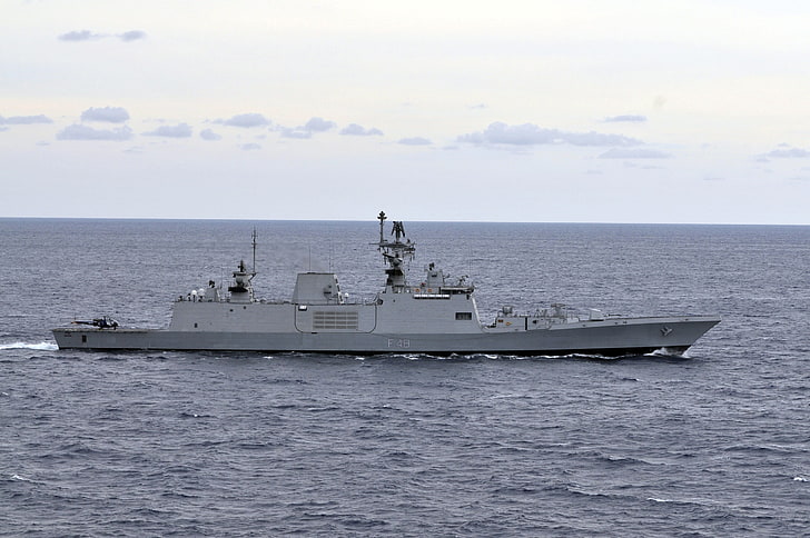 nave da guerra, fregate, classe Shivalik, blu marino indiano, Sfondo HD
