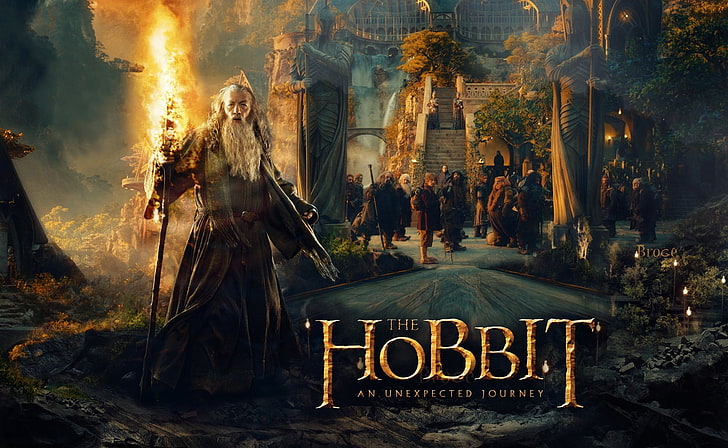 The Hobbit, filmer, The Hobbit: An Onexpected Journey, Gandalf, Ian McKellen, dvärgar, Bilbo Baggins, Rivendell, HD tapet
