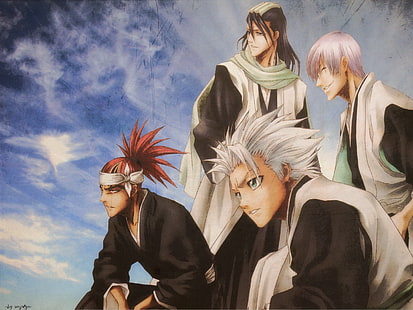 Bleach, Byakuya Kuchiki, Gin Ichimaru, Renji Abarai, Tōshirō Hitsugaya, HD wallpaper HD wallpaper