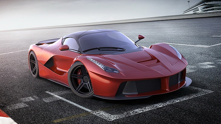 червен луксозен автомобил, Ferrari LaFerrari, Ferrari, автомобил, превозно средство, червени автомобили, HD тапет
